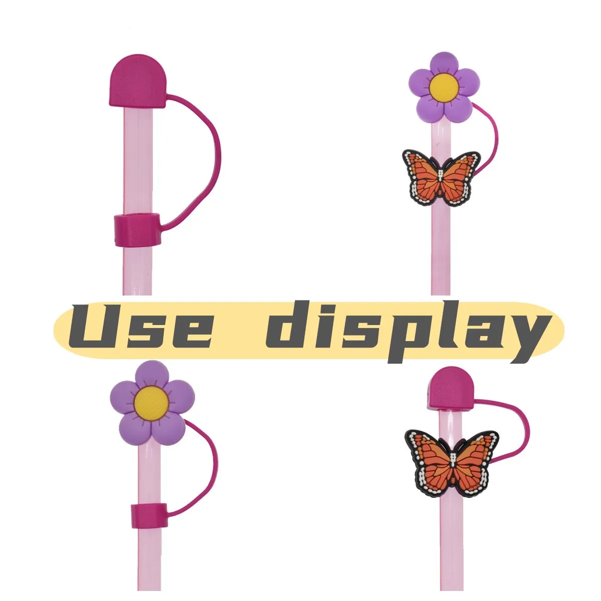 Saint Valentin 2024 Eco Friendly Products Coffee Mug Straw Topper Charms Heart Straw Topper Valentines Tumbler Accessories