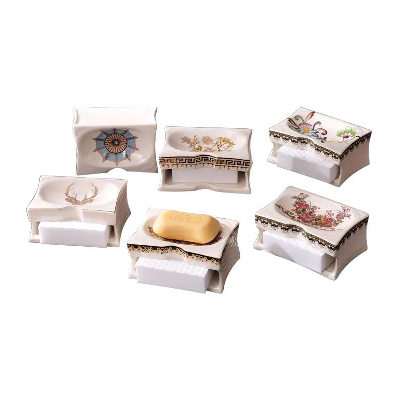 Hotsell Porcelain Double Layer Home Decor Washroom Accessory Wholesale Ceramic Bathtub Soap Dish