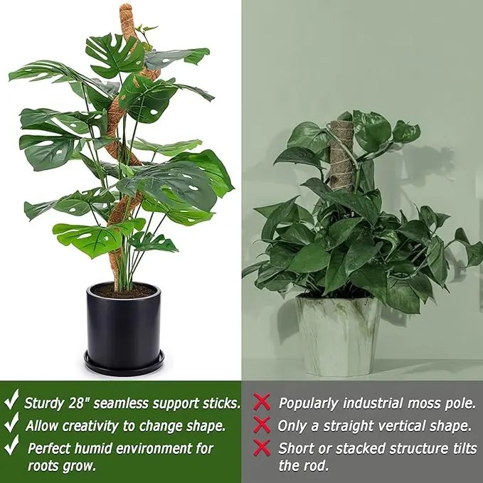 Moss Pole, 25 Inch Bendable Moss Pole for Plants Monstera, Moss Poles for Climbing Plants Indoor
