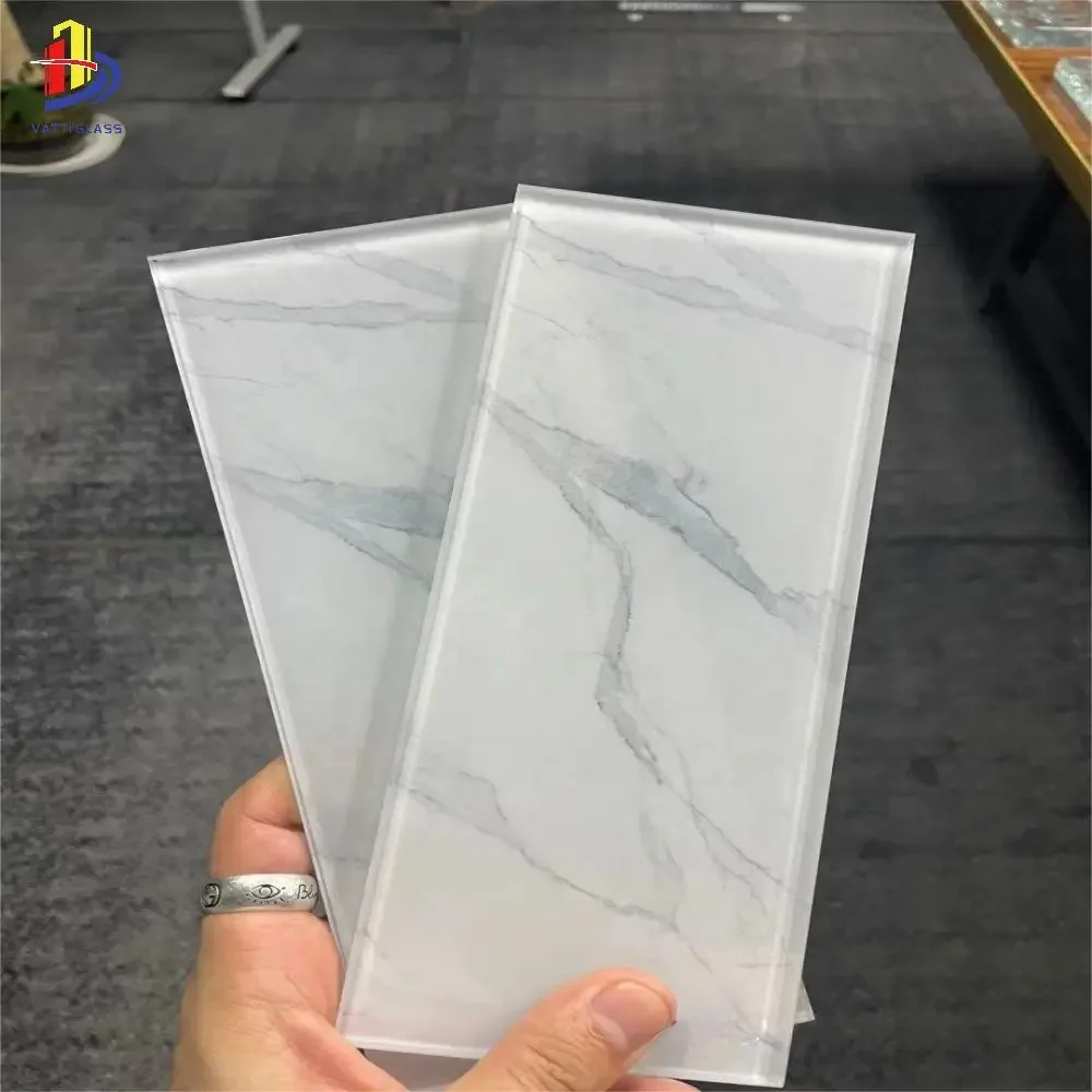 Art marble textured laminated glass with marble textured printed on it