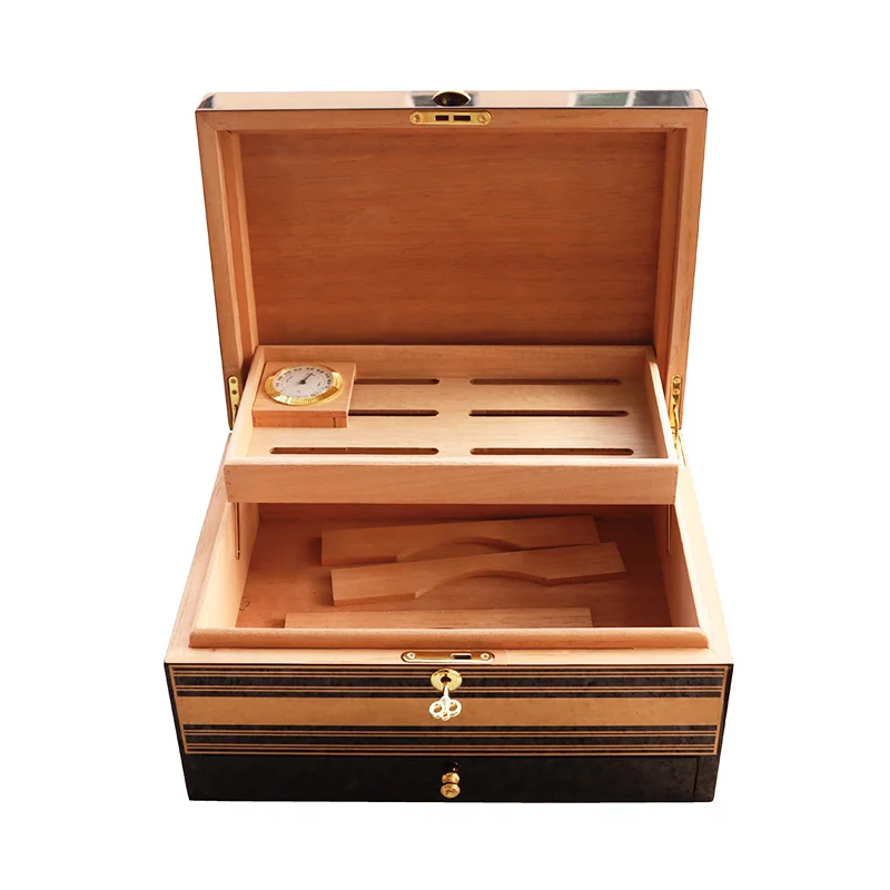 Trending Branded Lacquer Spanish Cedar Wood 100 Counts Cigar Humidor