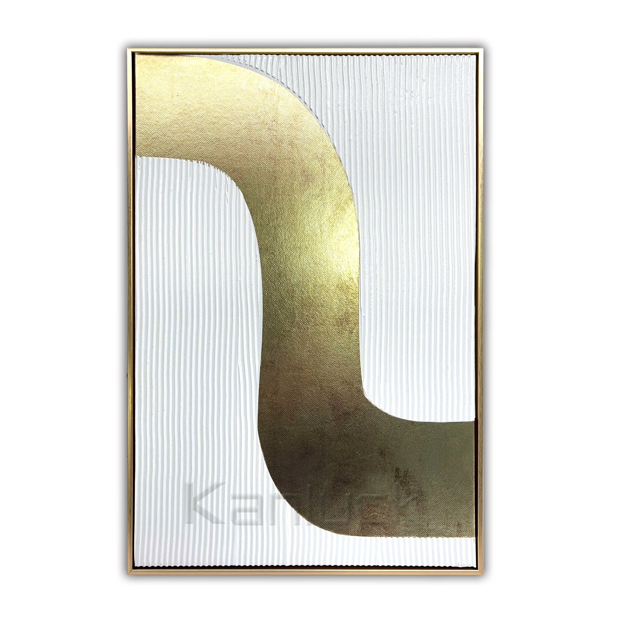100% Hand painted Abstract  Framed  Canvas Art Embellished With Gold Foil