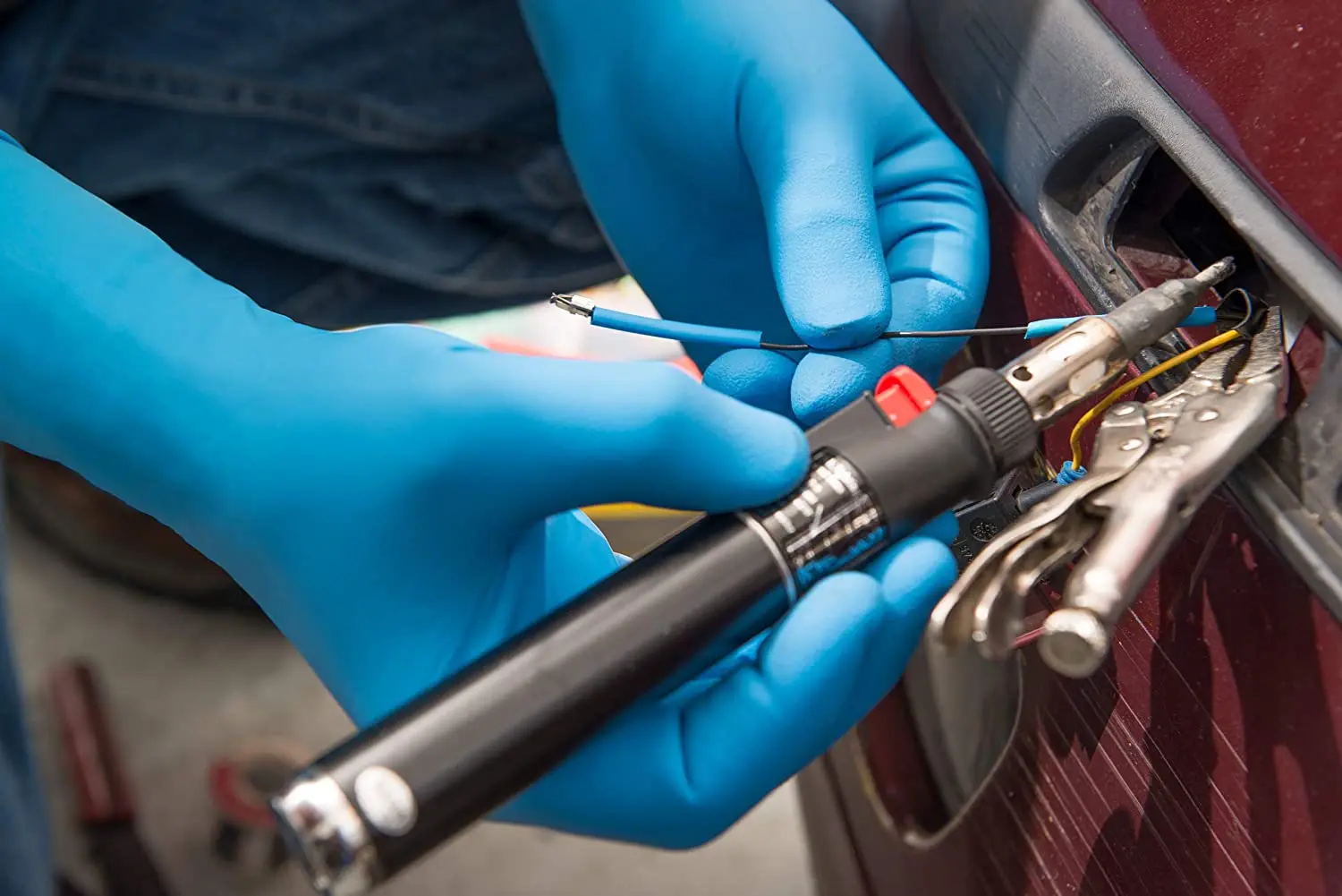 SG-375 Disposable Latex Gloves Medical / Exam Grade, Long Cuff, Thick Powder Free in Natural Rubber, Box of 50 Units