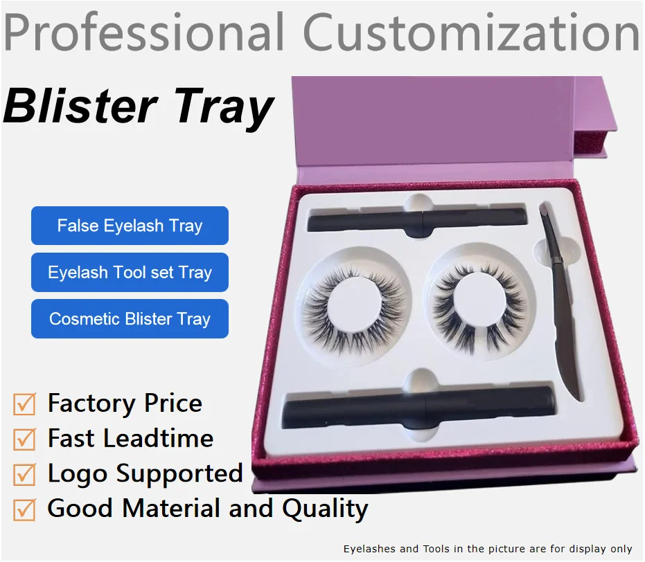 Disposable PET Material Face Shaped Eyelash Tray Cosmetic Blister Tray White Creative Plastic Packaging