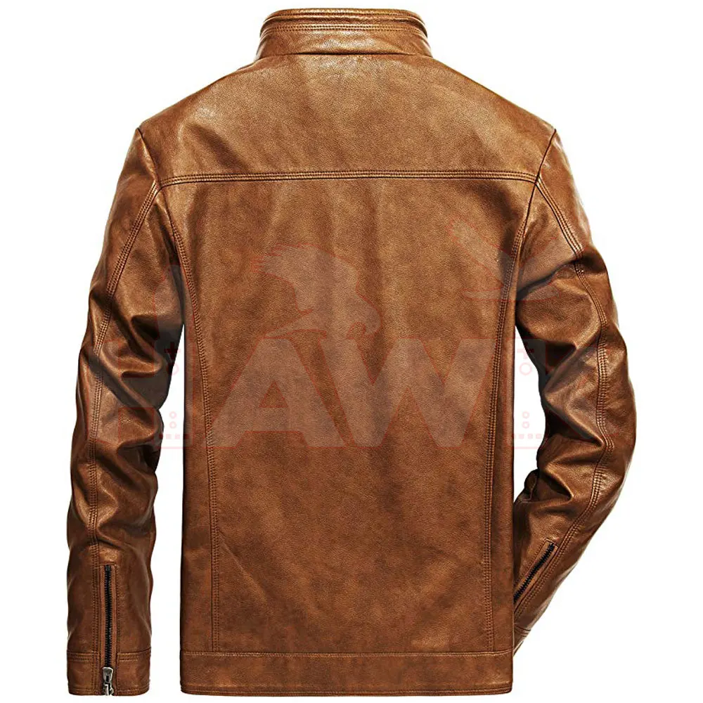 Genuine Leather Fashion Jacket For Men Windproof Sheepskin Leather Jacket For Men