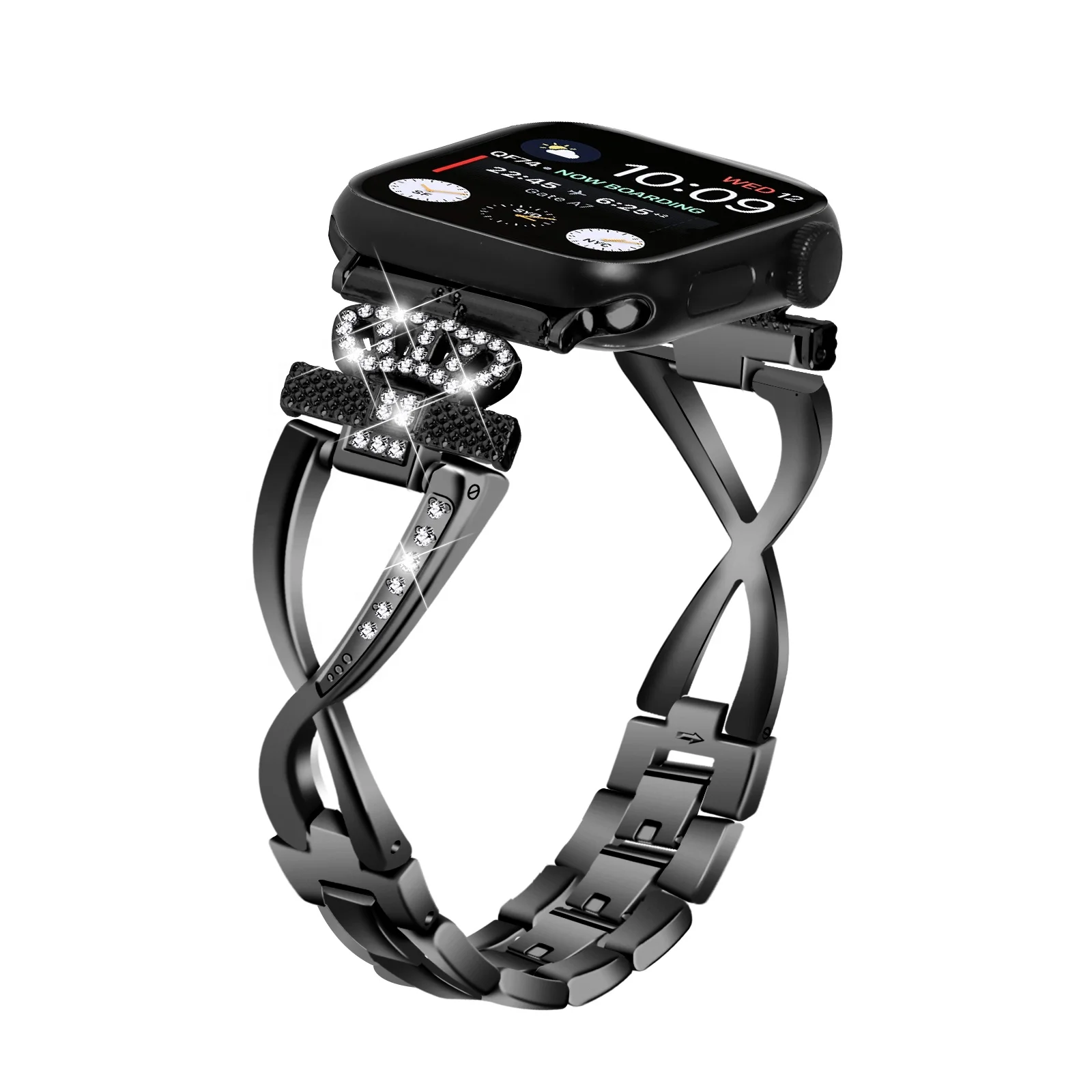 For Appel Watch Band  Ultra iwatch 8/7 Crown Big X Smart Metal Strap New Stainless Steel Bracelet for Women