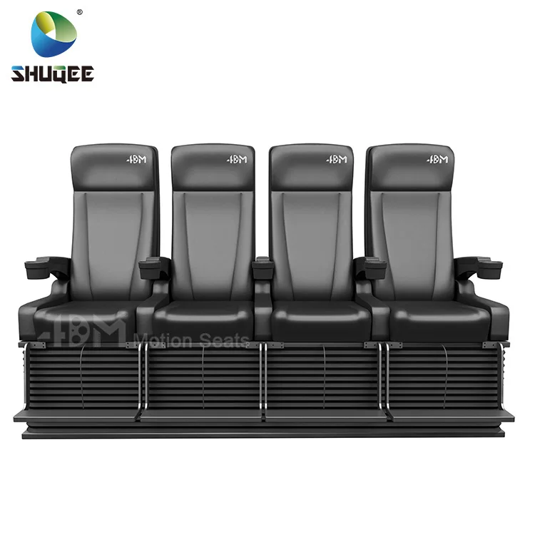 4 Seats Per  Platform  Black PU leather 4D Cinema Motion Chair Pneumatic / Electronic for Moiive Theater