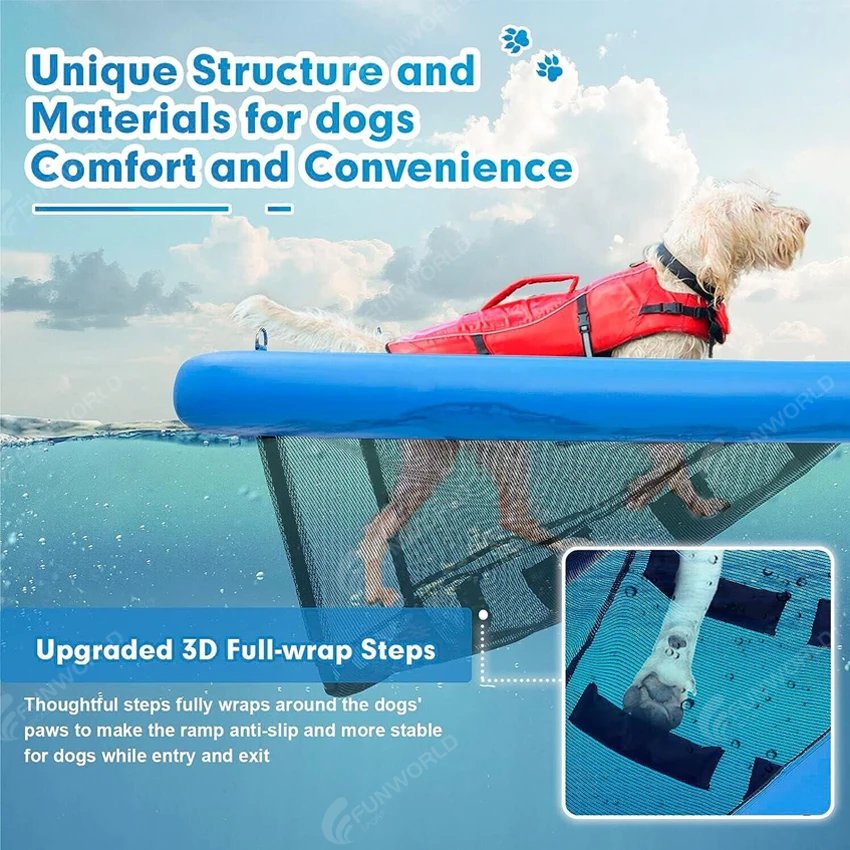 Portable Inflatable Water Dog Ramp Floating Platform Pet Boat Ramp Swimming Pool Dog Ladder