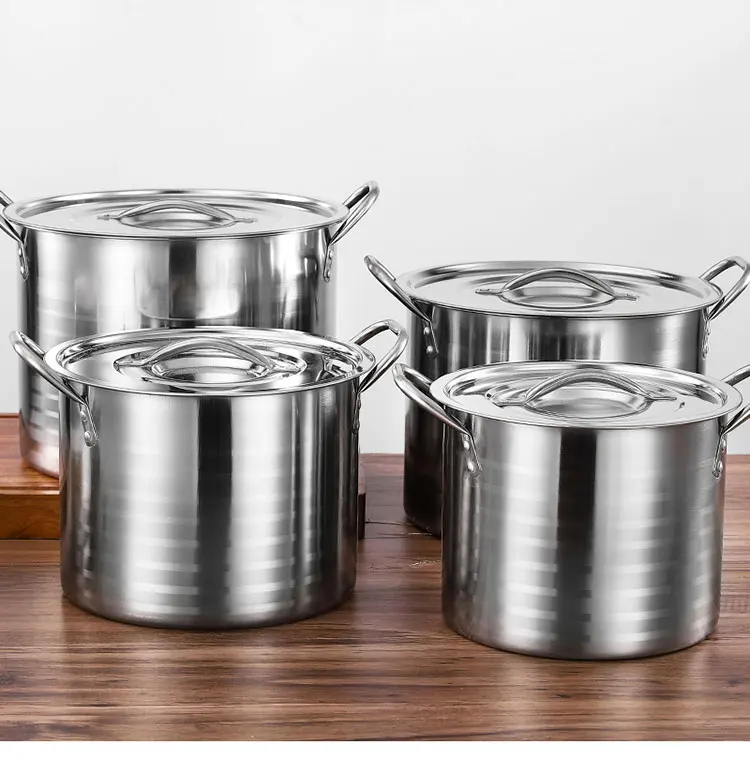 Stainless steel 24/26/28/30cm big stockpot commercial kitchen cooking pots cookware stock pots