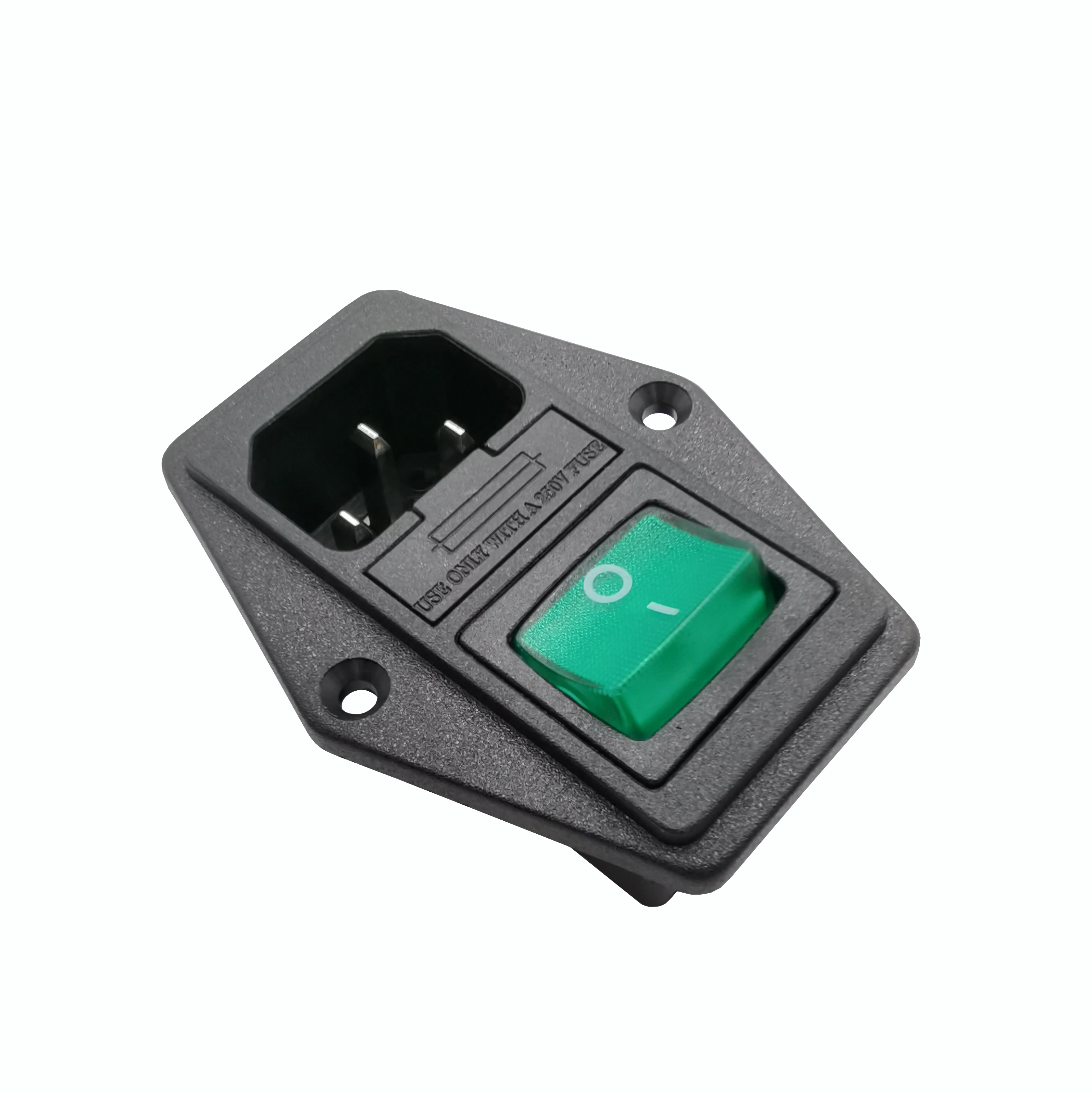 The  capital-Dongguan direct supply IEC60320 waterproof c14 ac power socket with green light rocker switch and fuse holder