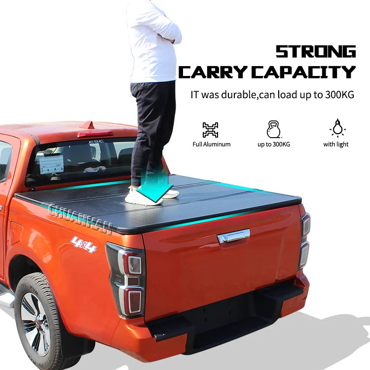 pickup tri-fold hard folding truck bed aluminum ranger tonneau cover for fordranger t6 t7