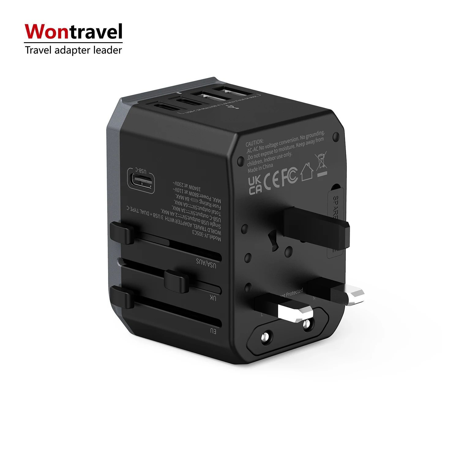 Wontrave 2 USB 3 Type C оптовая продажа универсальная розетка Международная дорожная адаптер