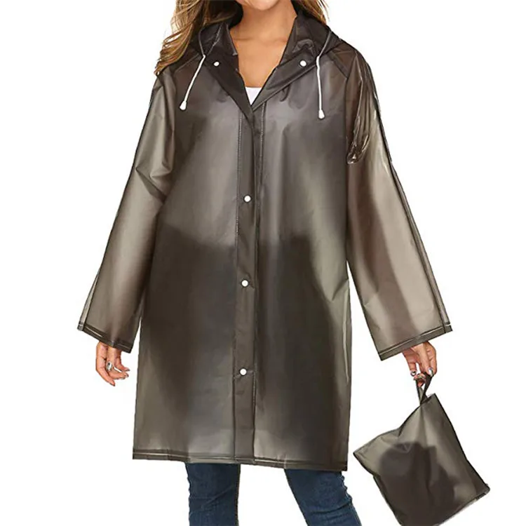 2021 Reusable Transparent Portable Long Woman Girl Lady Folding Stylish Rain Coat