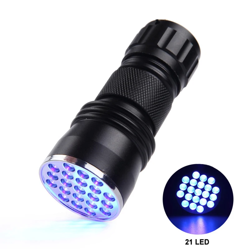 Custom Camping Cheap Portable Handheld Torch Powerful Pocket Aluminum 21 LED UV400 Mini Flashlight