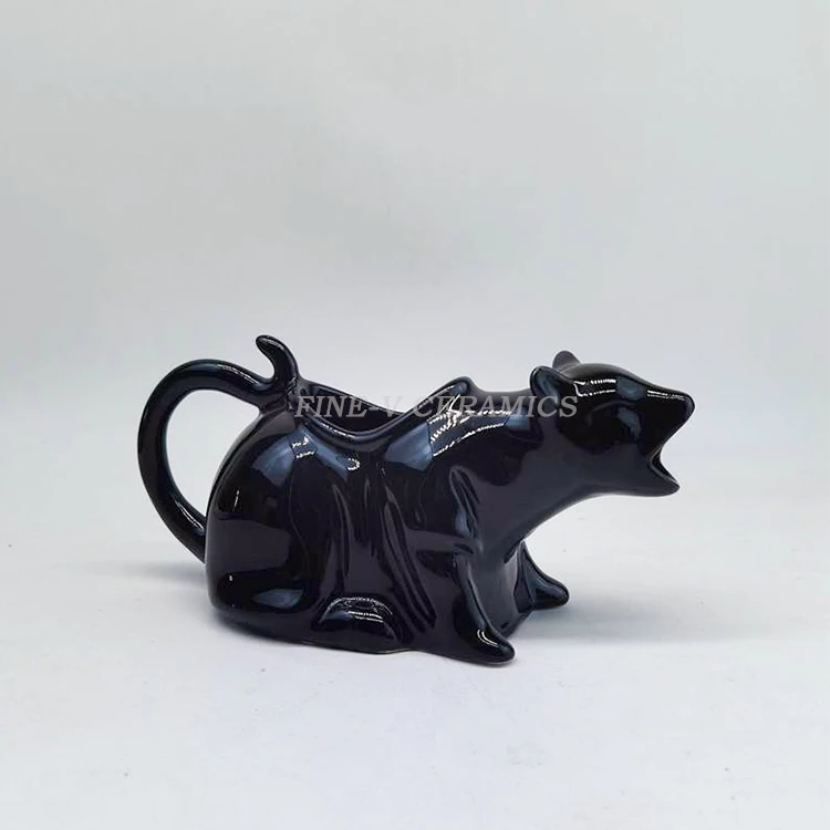 Ceramic medium temperature cat pot porcelain black cat bucket juice  customcoffee Creamer pot Western food pepper sauce pot