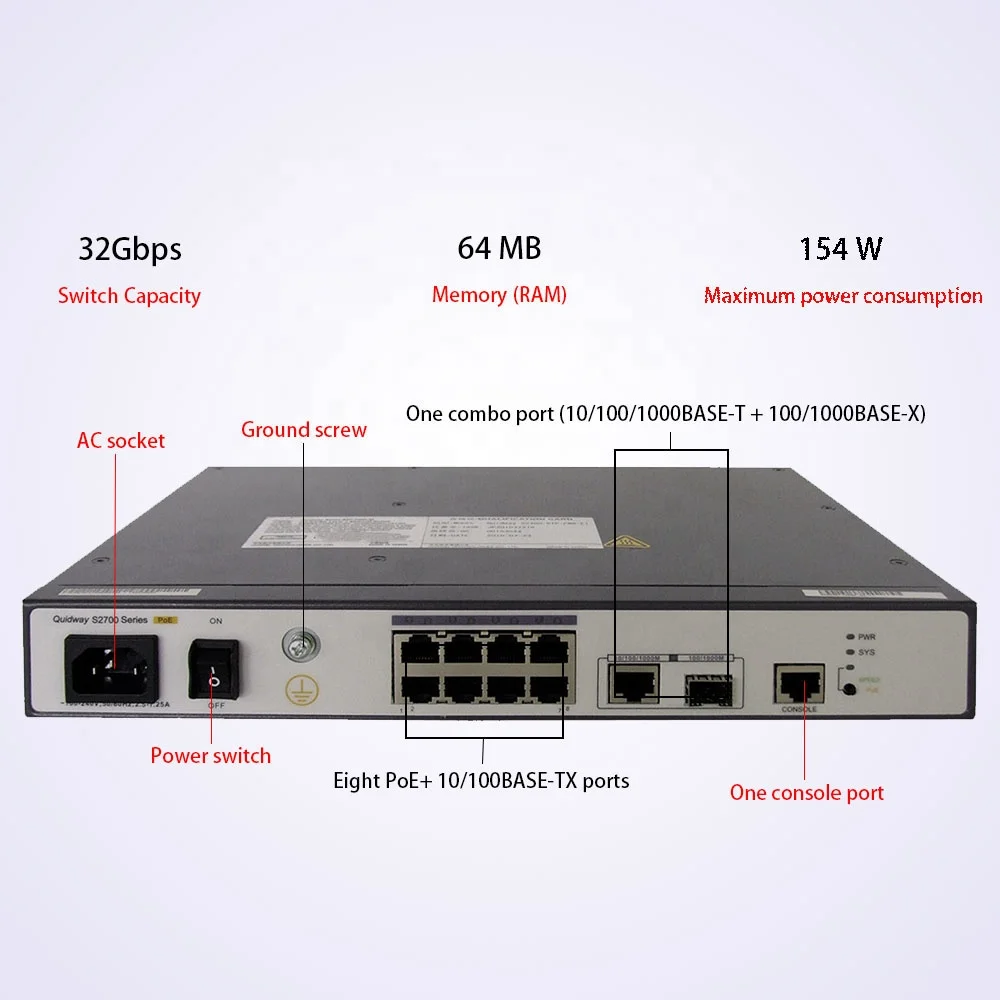S2700 Series Enterprise Gigabit PoE Network Switch S2700-9TP-PWR-EI of ready sale