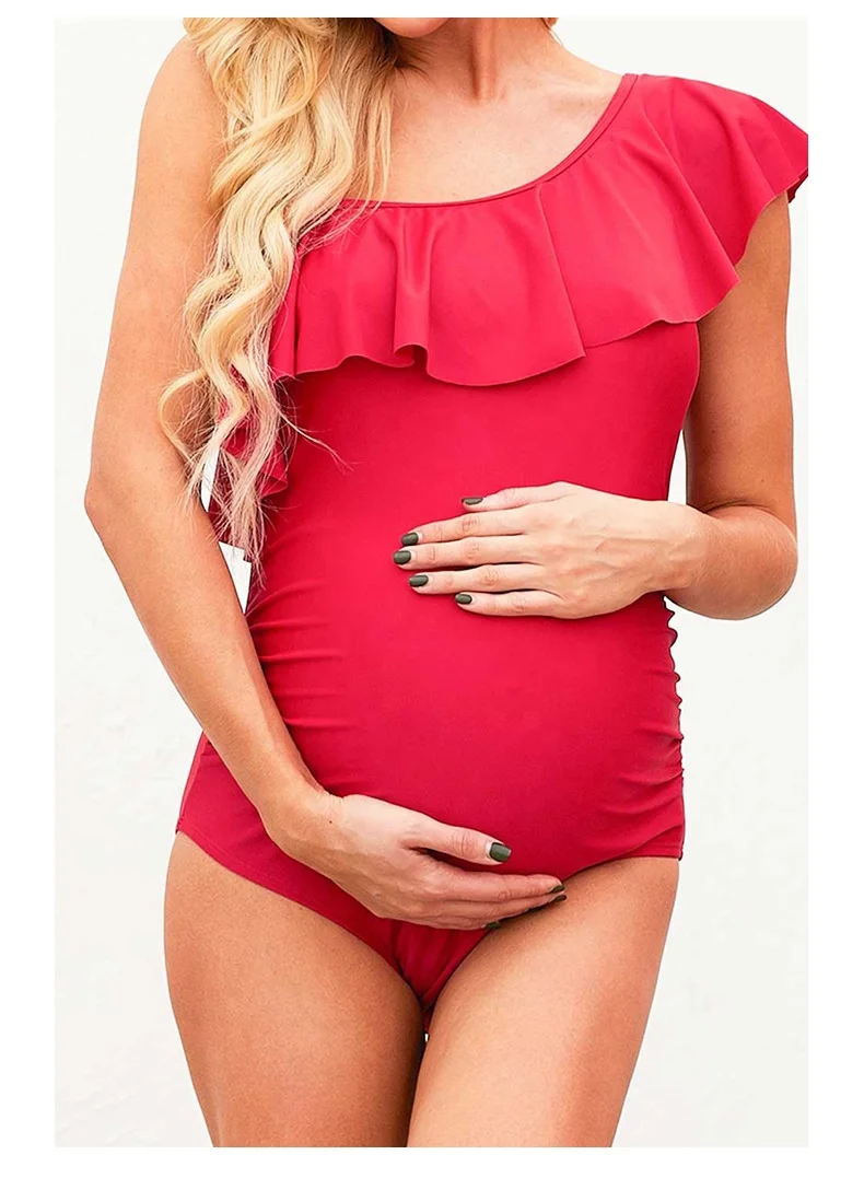 swimwear beachwear swimwear manufacturing company Pregnant woman conjoined large sexy one-shouldered slanted collar