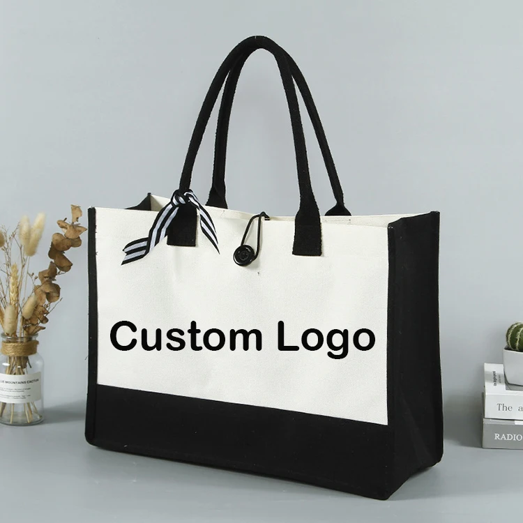 H005 Wholesale Bolsas Bolsos logos Grocery Pouch With Custom Printed Logo Gift Canvas Blank Tote Handbags Reusable Shopping Bags