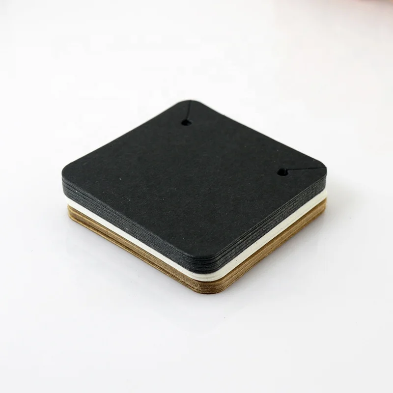 Custom black cardboard kraft paper necklace square card  punch Blank jewelry card