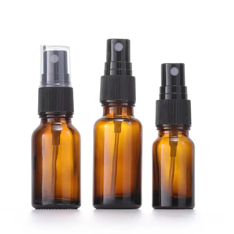 Custom 5m 10ml 15ml 20ml 30ml 50ml 100ml amber brown clear round glass spray bottles