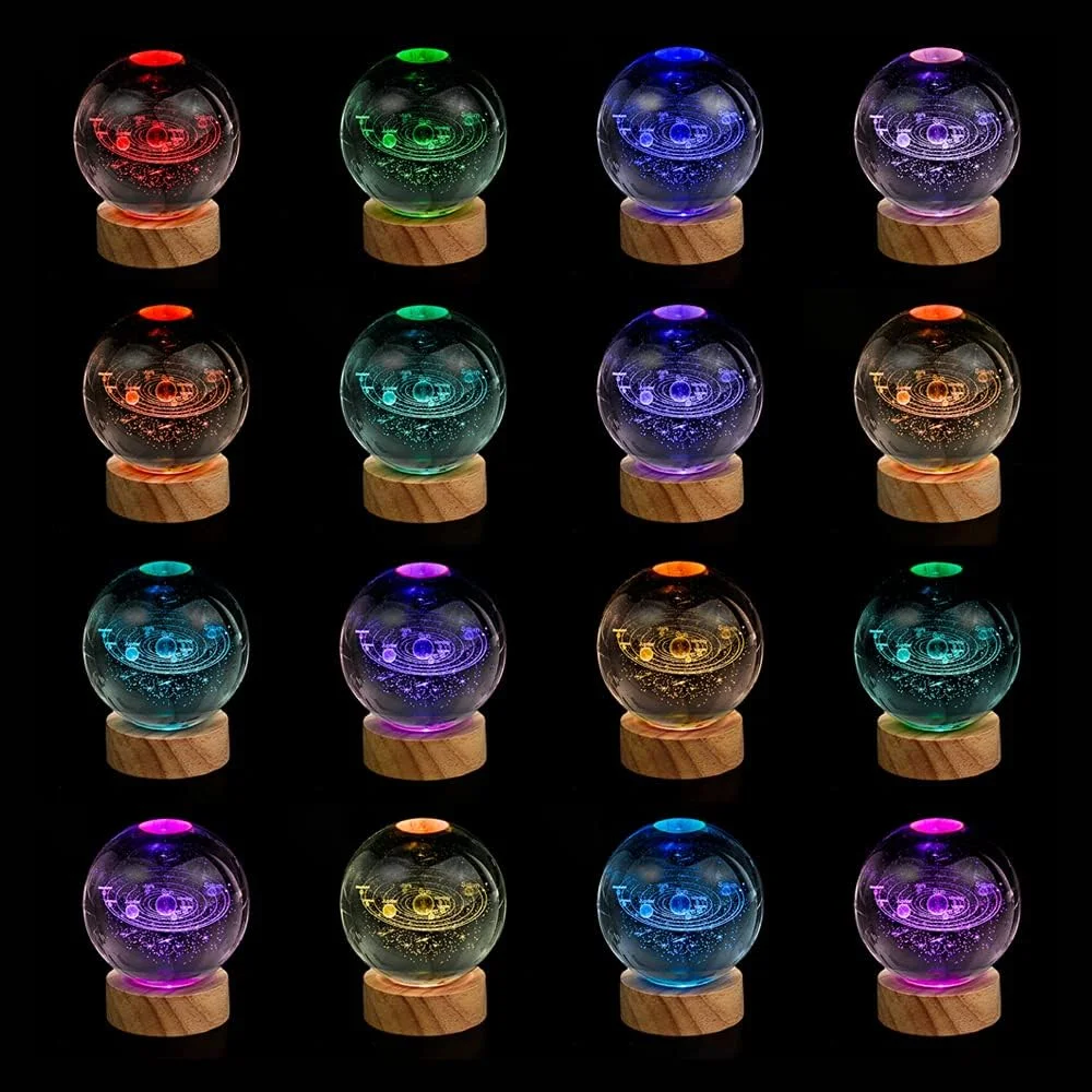 3D Crystal Ball Night Light Globe Creative Decorative Ball Lamp for Home and Patio