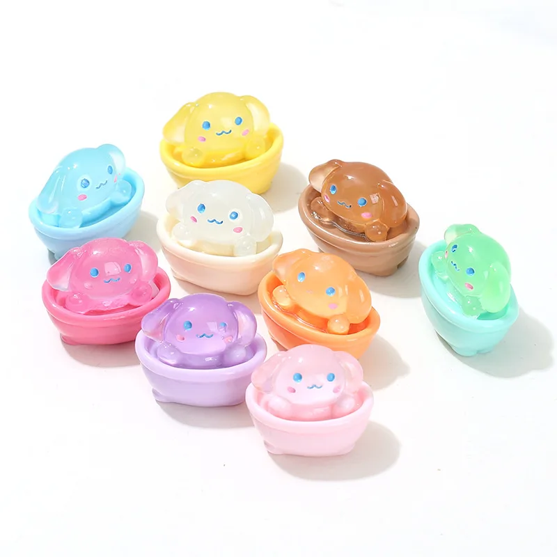 New 3D Big Eared Dog Cartoon Luminous Resin Charms Glow In Dark Resin Pendant  for Decoration