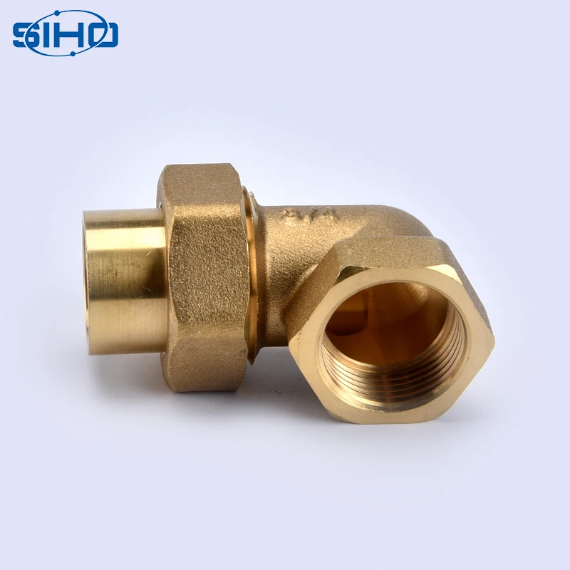 
Compression Fittings Elbow Brass for Copper Pipe 90 Degree Male Base Oil Water Gas Yellow Brass Color Square Equal ISO 9001 SIHO 