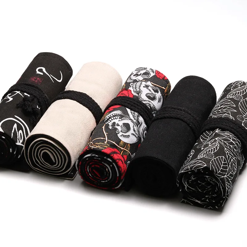 12 24 36 48 72 108 Slots Canvas Handmade Roll Up Pencil Case for Artist Colored Pencil Wrap Coloring Pen bag