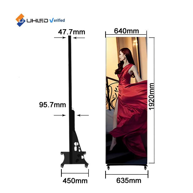 UHLED 1080P Indoor P2.5 led display screen high brightness led poster display led smart standing screen