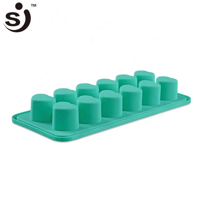 Bpa Free Eco-Friendly 12 Cavity Mini Heart Shape Food Grade Certificate Silicone Ice Cube Tray For Summer