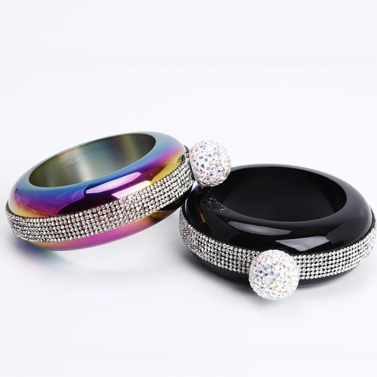 Customized Portable Bracelet Shape Wine Bottle 3.5oz Stainless Steel Glitter Alcohol Bangle Hip Flask Wine Bracelet