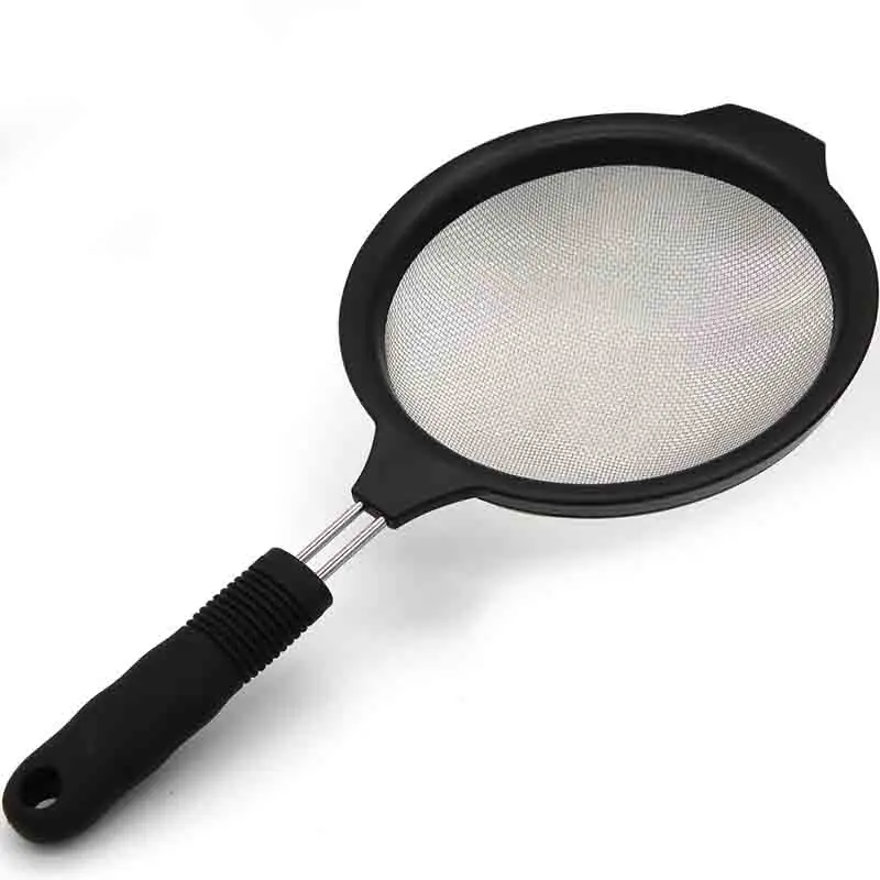 Factory Manufacture Stainless Steel Oil Spoon Filter Skimmer Sieve Colander Mesh Strainer With Plastic Handle