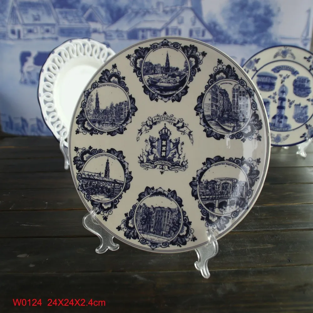 1975 vintage - Royal Delft - Porceleyne Fles - Delft Blue plate with decoration  Handpainted Windmill