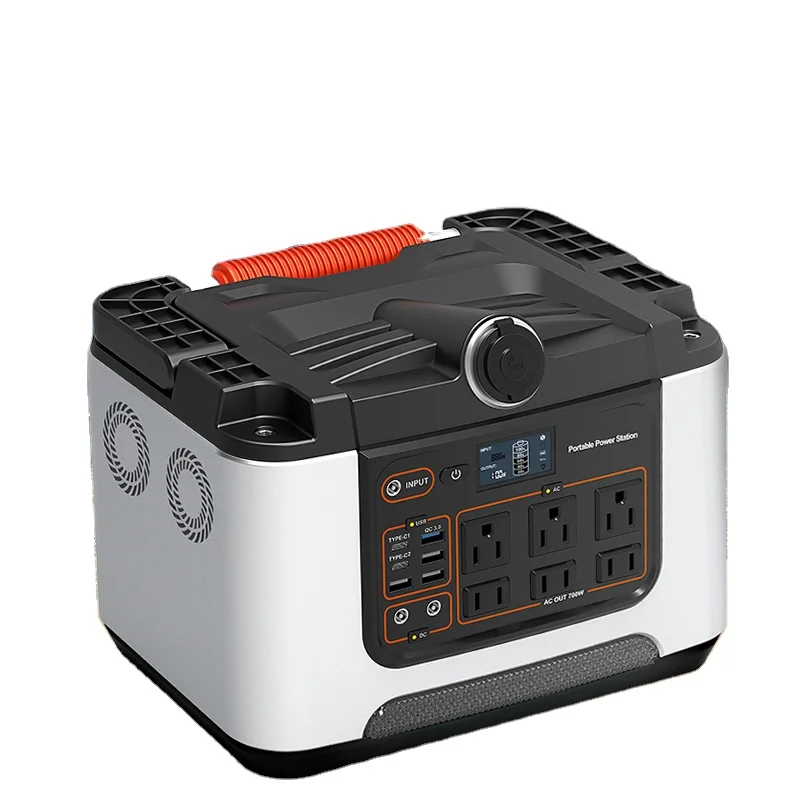 Rechargeable Electric Generator Portable Power Station 700W 500Wh AC Solar And Car Cigarette Lighter Three Charging Methods