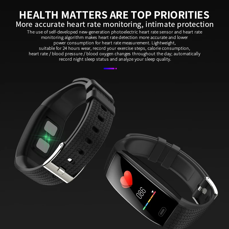 T5 Smart Watch Temperature Heart Rate Monitoring Fitness Watch Waterproof Weather Reminder Smartwatch Sport for iOS An droid
