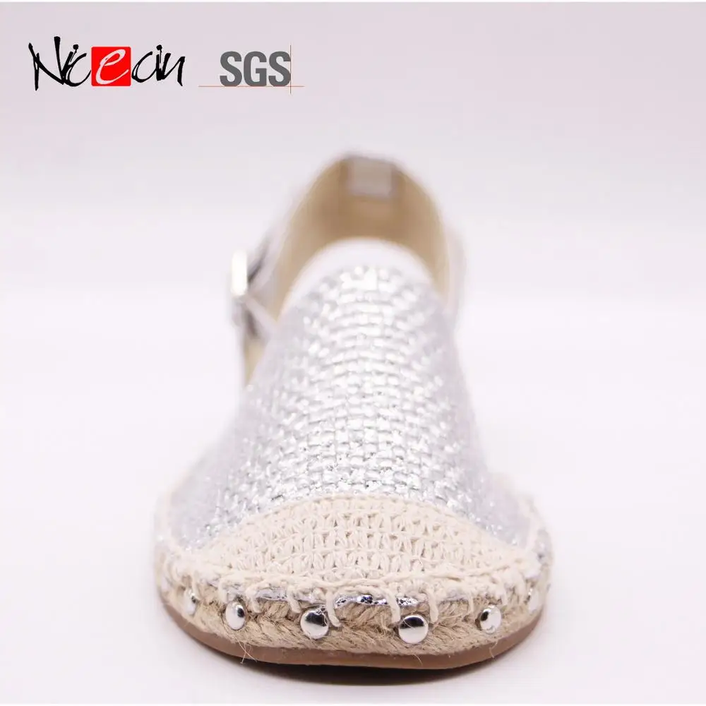 High Quality soft Comfort cotton fabric upper jute flat shoes thik sole espadrille