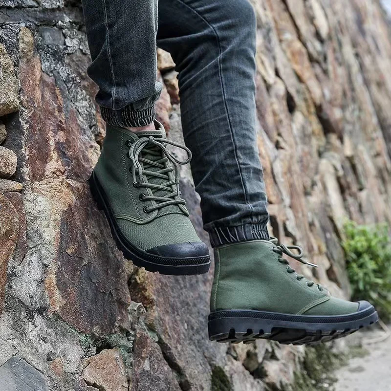 Fashion Black canvas safety work Injection boots