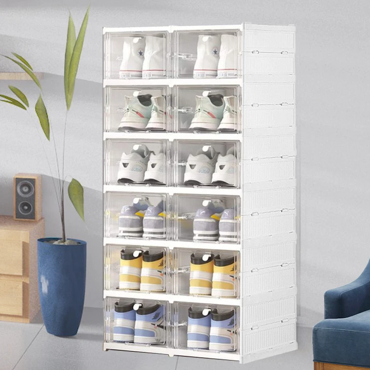 6 Pack Free Sample Pp Material Sneakers Plastic Rack Shoe Men Foldable Shoe Show Foldable Shoe Rack