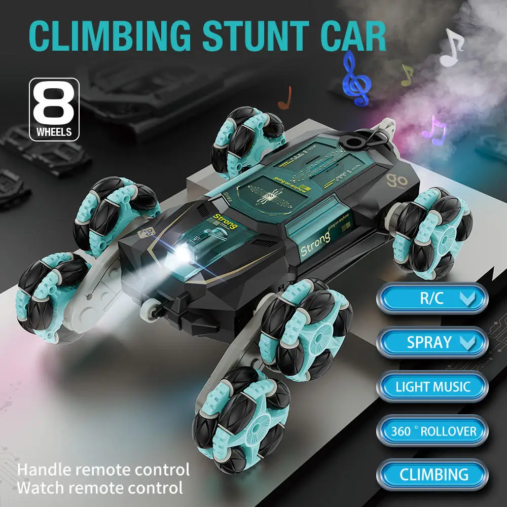 6WD Swing Arm RC Stunt Car With Spray Music Dual Remote Control Car Cool Radio Control Toys Coches de juguete
