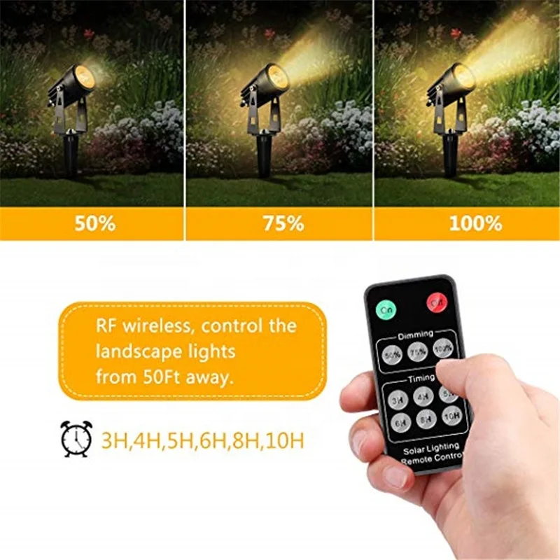 RF Remote Control LED Solar Light Outdoor Decoration White Lighting Spotlight Wall Garden Lawn Lamp Landscape Spot Lights