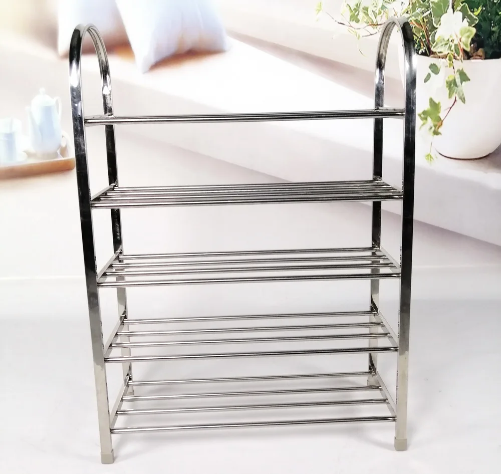 XJ-5004 Factory Wholesale Durable 5 Layers Stainless Steel Shoes Rack Stand for Home