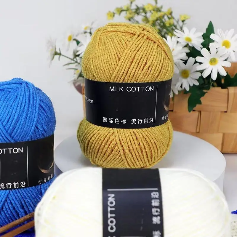 China factory wholesale hand crocheting 3ply 4ply 5ply 8ply milk cotton yarn for doll seat cushion scarf hat