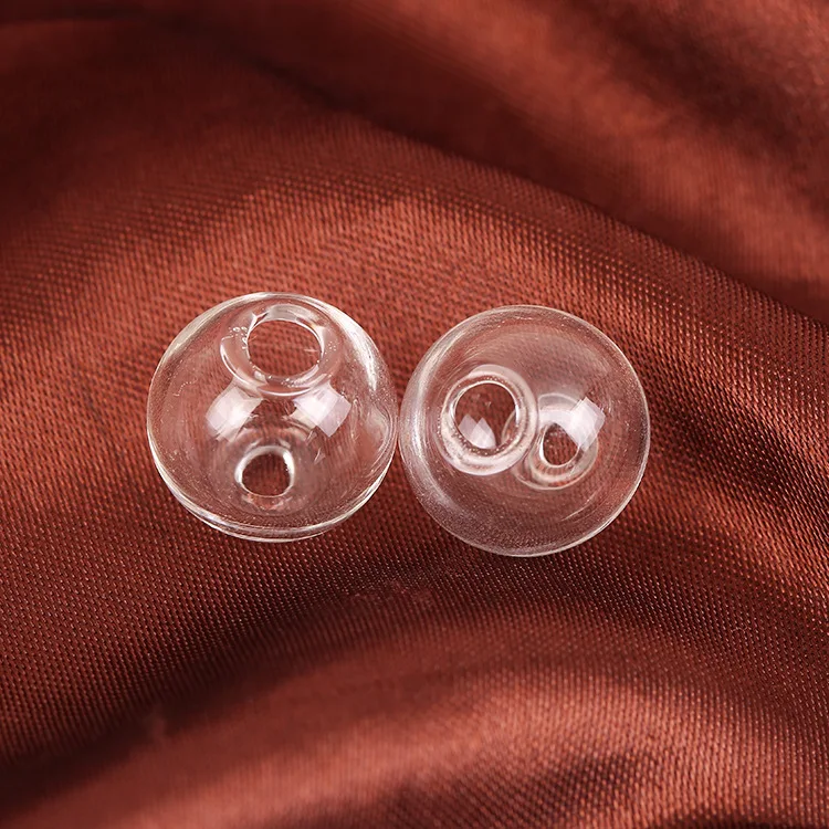 Clear Hollow Glass Ball 10-18mm Transparent Handmade Blown Glass Globe Beads Round Bubble Double Holes Orbs For Jewelry Making