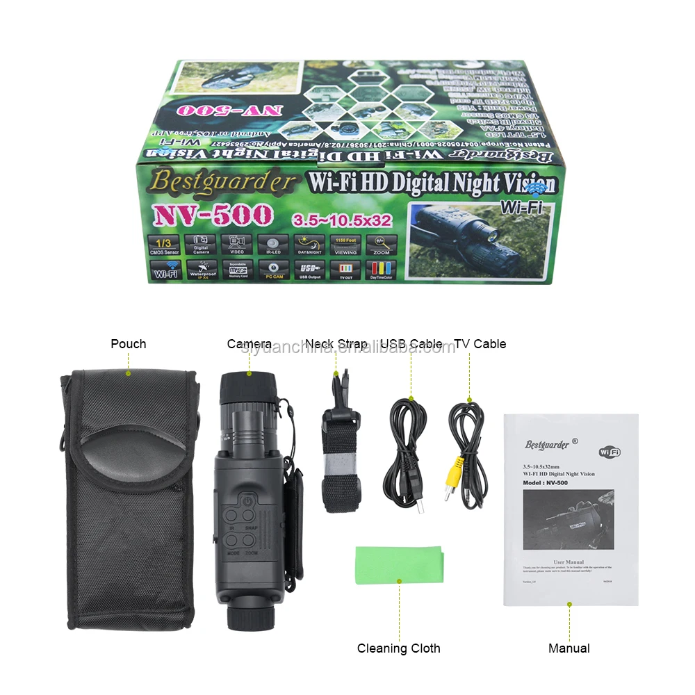 Bestguarder  3.5-10.5x32 Wifi Digital Night Vision Monocular  Hunting Camera with 350M Identification Range