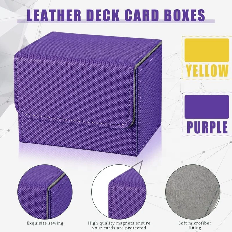 high quality material custom yellow leather tcg card deck box for mtg cards