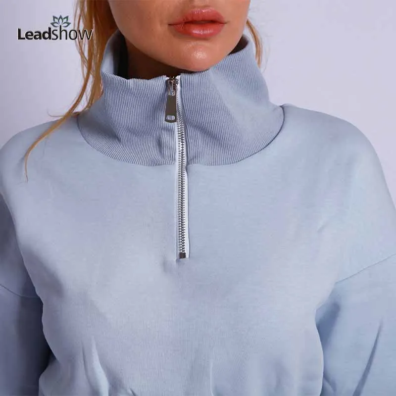 Activewear pullover fashionable women zip up clothing custom logo long sleeve cropped sweatsuit set fitness crop top sexy hoodie