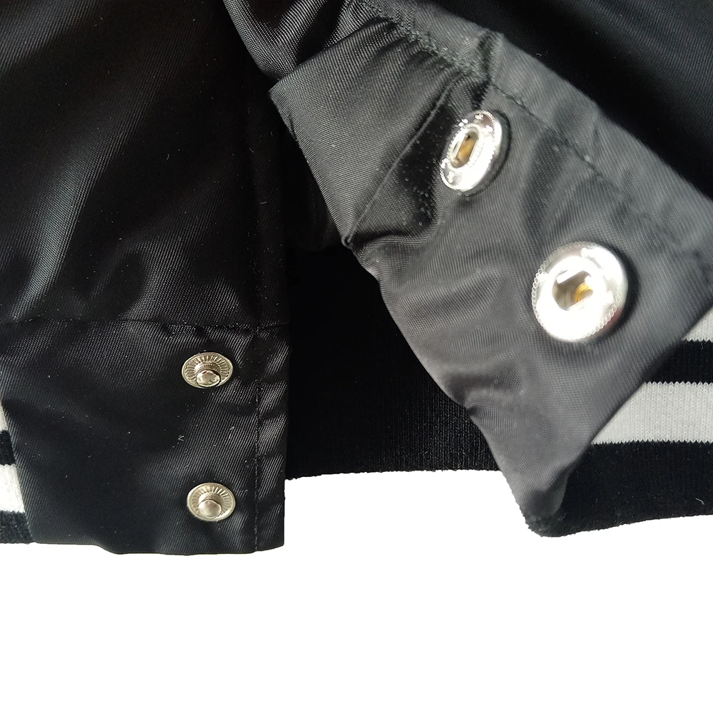 Autumn winter wear quilted warm keeper baseball collar contrast color sleeves patch logo men jackets