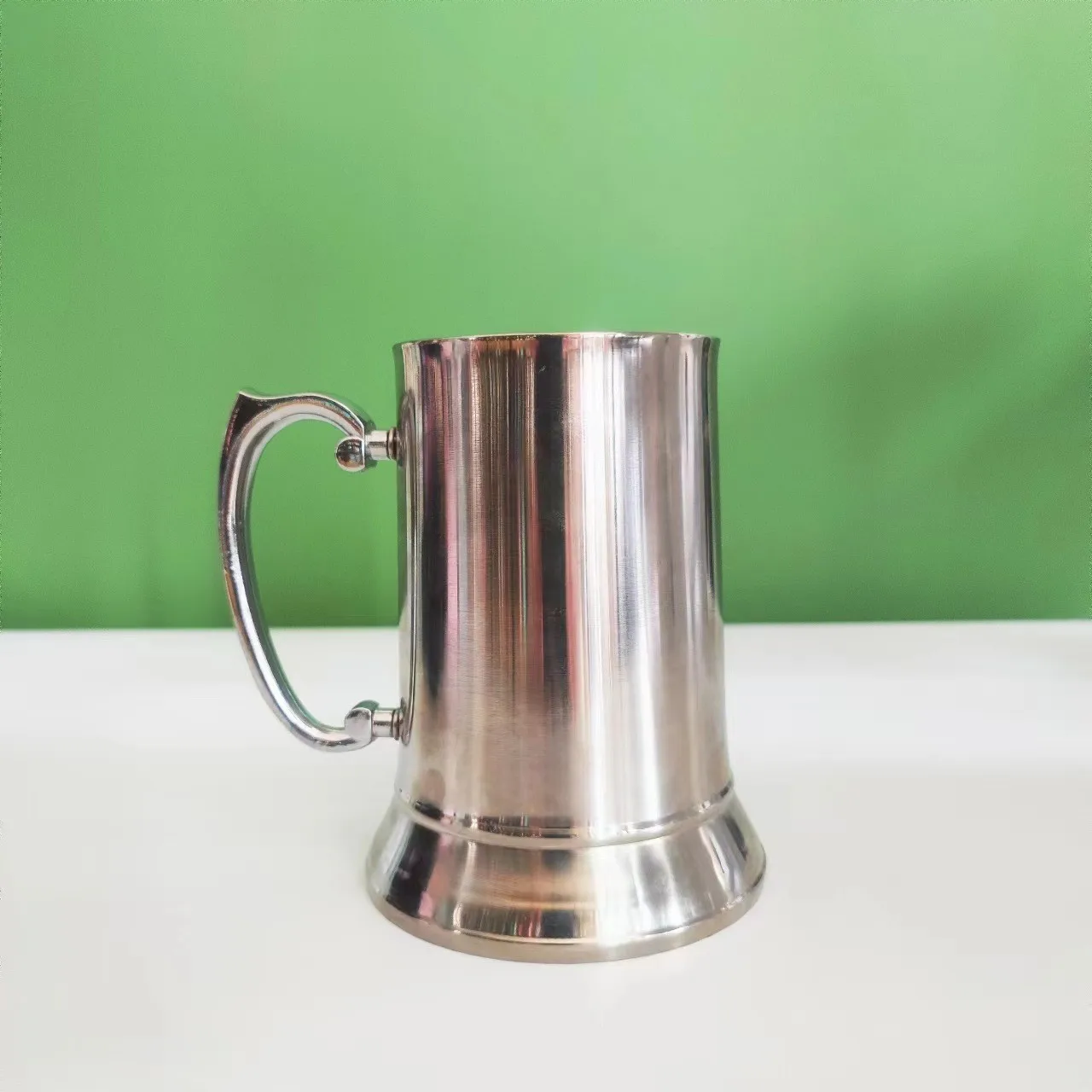 High quality Double wall Laser logo 580ml Stainless Steel Pewter Beer Mug Tankard stainless steel beer mug with handle