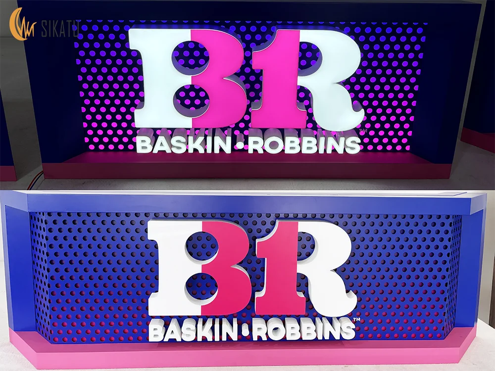 High Brightness Led Acrylic Letters Steel Back Plate Abs Frontlit 3D Square Logo Display Signage Board Shop Business Brand Sign