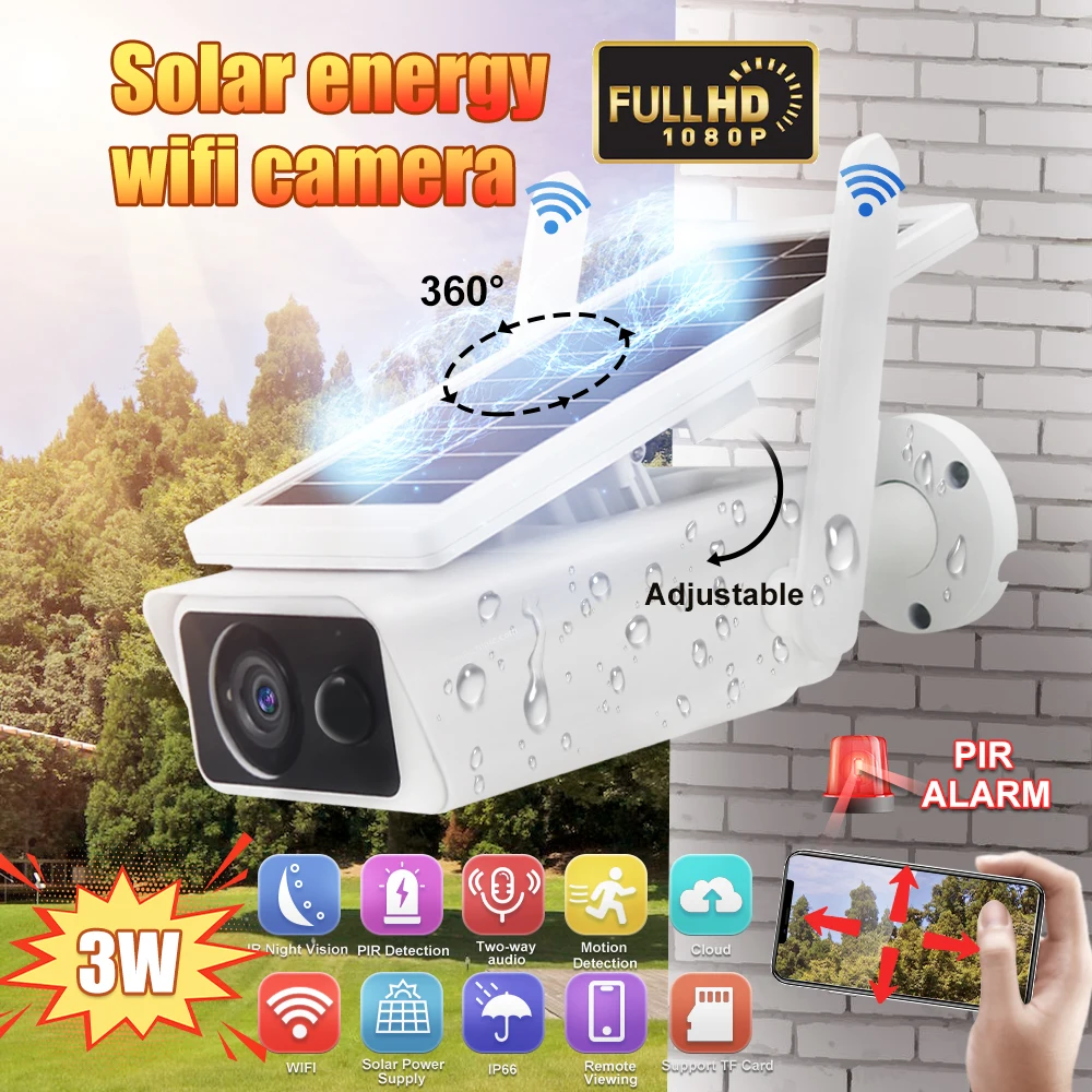  Podofo HD PTZ CCTV камера перезаряжаемая солнечная панель Водонепроницаемая ночного видения безопасности WiFi домашняя